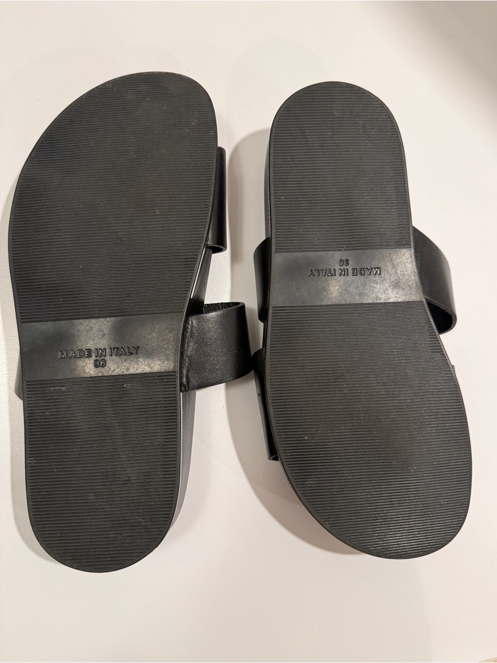 re-soul Black Double-Strap Slide Sandals - Italian Leather - Size 36 - Picture 6 of 9